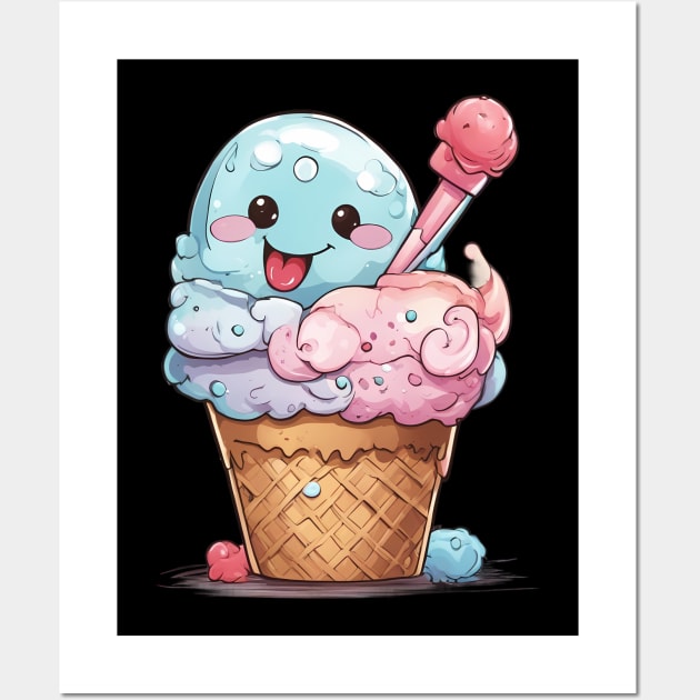 Ice Cream Emoji Wall Art by animegirlnft